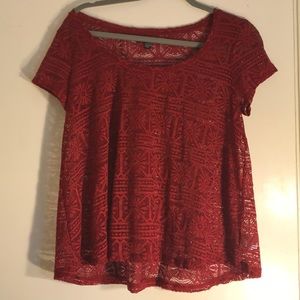 Red Lace Overlay Top